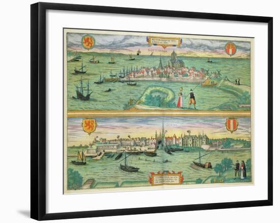 Map of Rotterdam and Gouda, from "Civitates Orbis Terrarum"-Joris Hoefnagel-Framed Giclee Print