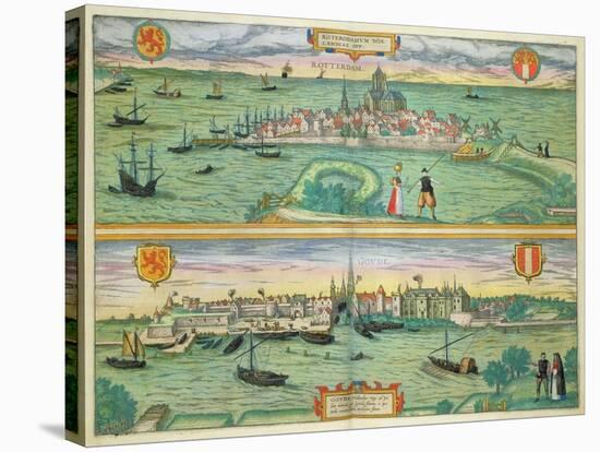 Map of Rotterdam and Gouda, from "Civitates Orbis Terrarum"-Joris Hoefnagel-Stretched Canvas