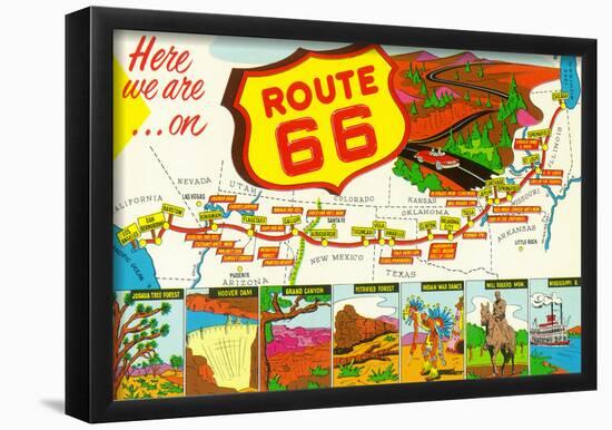 Map of Route 66 From Los Angeles To Chicago-null-Framed Poster