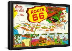 Map of Route 66 From Los Angeles To Chicago-null-Framed Poster