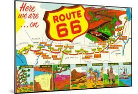 Map of Route 66 From Los Angeles To Chicago-null-Mounted Poster