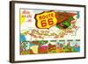 Map of Route 66 from Los Angeles to Chicago-Lantern Press-Framed Art Print