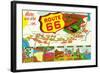 Map of Route 66 from Los Angeles to Chicago-Lantern Press-Framed Art Print