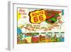 Map of Route 66 from Los Angeles to Chicago-Lantern Press-Framed Art Print