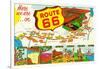 Map of Route 66 from Los Angeles to Chicago-Lantern Press-Framed Art Print