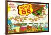 Map of Route 66 from Los Angeles to Chicago-Lantern Press-Framed Art Print