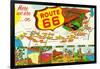 Map of Route 66 from Los Angeles to Chicago-Lantern Press-Framed Art Print