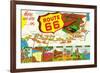Map of Route 66 from Los Angeles to Chicago-Lantern Press-Framed Art Print