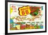 Map of Route 66 from Los Angeles to Chicago-Lantern Press-Framed Art Print