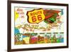 Map of Route 66 from Los Angeles to Chicago-Lantern Press-Framed Premium Giclee Print
