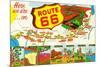 Map of Route 66 from Los Angeles to Chicago-Lantern Press-Mounted Premium Giclee Print