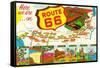 Map of Route 66 from Los Angeles to Chicago-Lantern Press-Framed Stretched Canvas