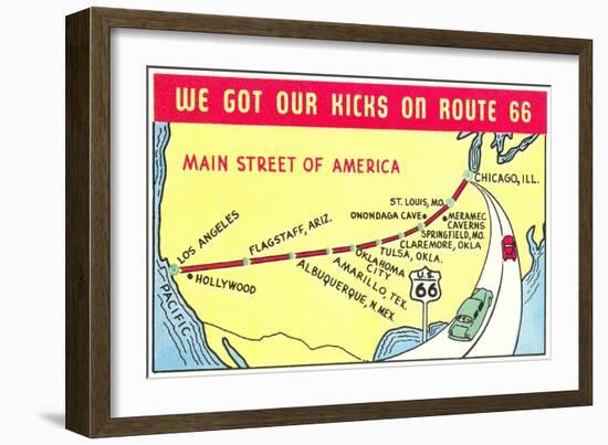 Map of Route 66-null-Framed Art Print