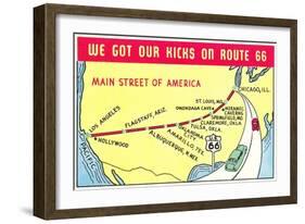 Map of Route 66-null-Framed Art Print