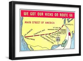 Map of Route 66-null-Framed Art Print