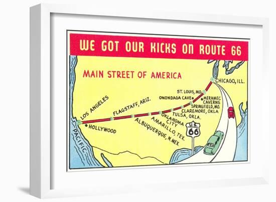 Map of Route 66-null-Framed Art Print