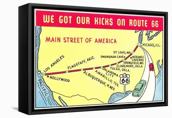 Map of Route 66-null-Framed Stretched Canvas