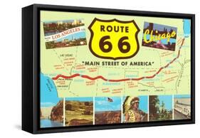 Map of Route 66-null-Framed Stretched Canvas
