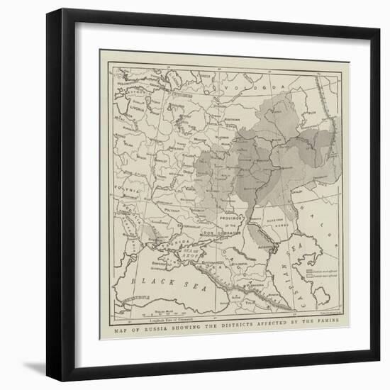 Map of Russia Showing the Districts Affected by the Famine-null-Framed Giclee Print