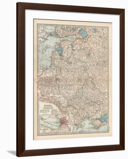 Map of Russia, Western and Southern Part. Inset of St. Petersburg and Environs-Encyclopaedia Britannica-Framed Art Print