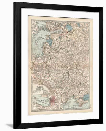 Map of Russia, Western and Southern Part. Inset of St. Petersburg and Environs-Encyclopaedia Britannica-Framed Art Print