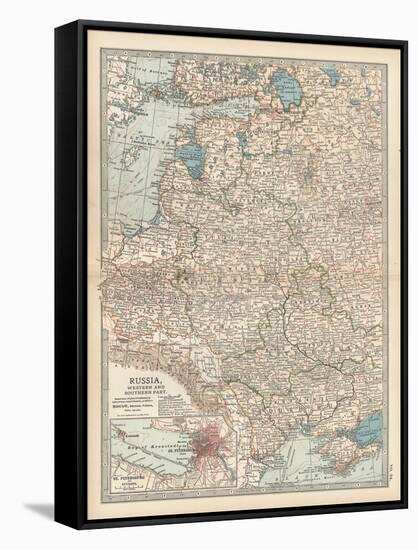 Map of Russia, Western and Southern Part. Inset of St. Petersburg and Environs-Encyclopaedia Britannica-Framed Stretched Canvas