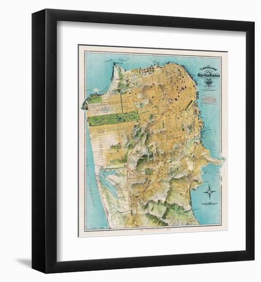 Map of San Francisco, California, 1912-August Chevalier-Framed Giclee Print