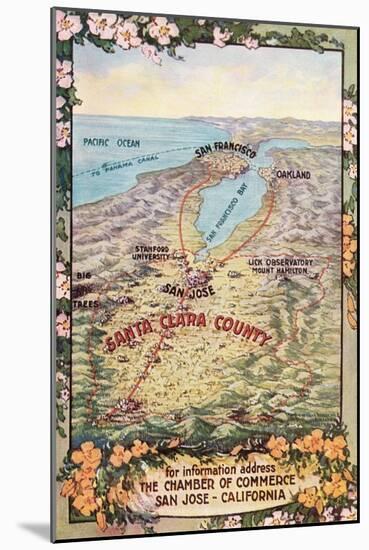 Map of Santa Clara County, San Jose, California-null-Mounted Art Print