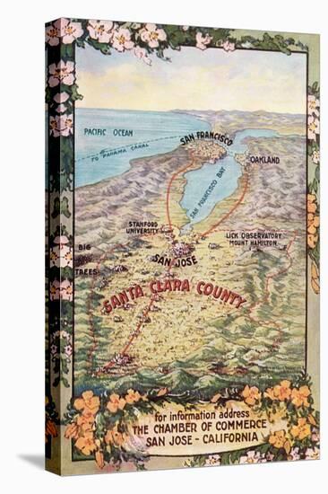 Map of Santa Clara County, San Jose, California-null-Stretched Canvas