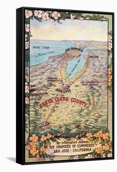 Map of Santa Clara County, San Jose, California-null-Framed Stretched Canvas