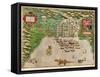 Map of Santo Domingo by Baptista Boazio-null-Framed Stretched Canvas