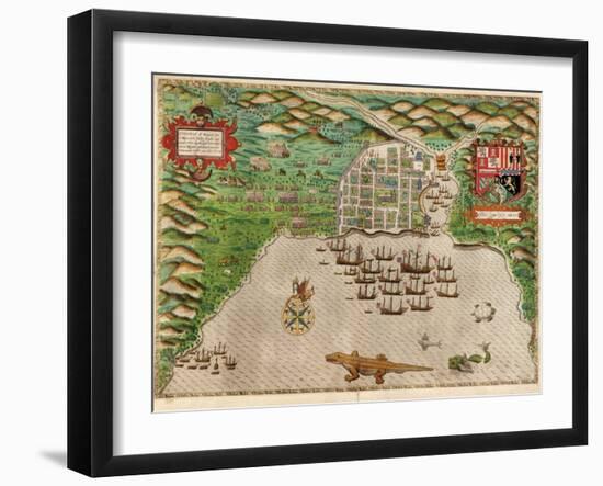 Map of Santo Domingo by Baptista Boazio-null-Framed Giclee Print