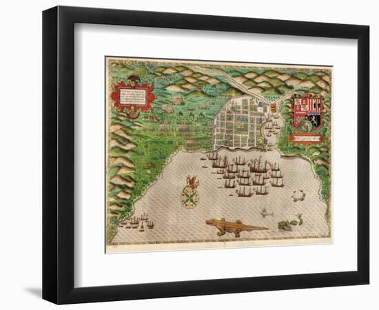 Map of Santo Domingo by Baptista Boazio-null-Framed Giclee Print