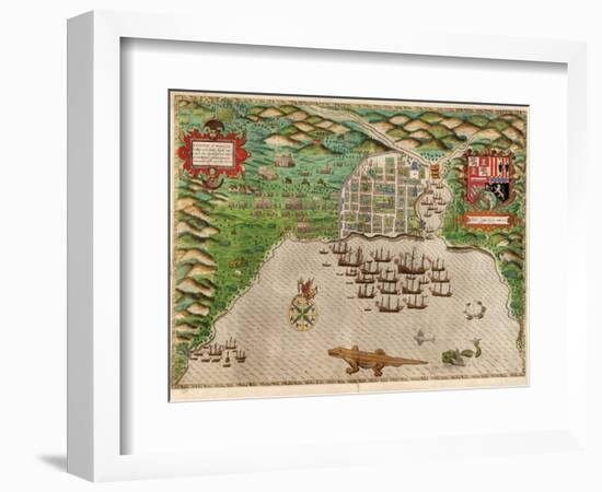 Map of Santo Domingo by Baptista Boazio-null-Framed Giclee Print