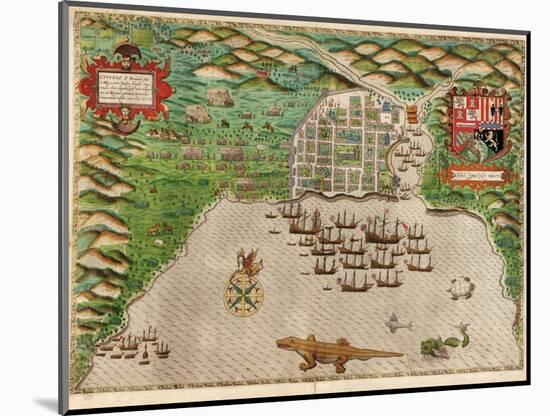 Map of Santo Domingo by Baptista Boazio-null-Mounted Giclee Print