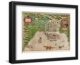 Map of Santo Domingo by Baptista Boazio-null-Framed Premium Giclee Print