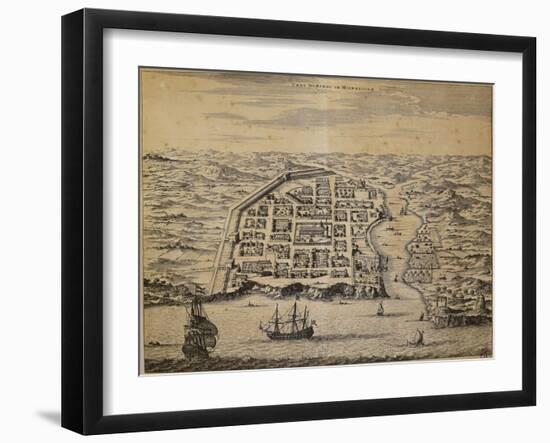 Map of Santo Domingo on Hispaniola Island in Dominican Republic-null-Framed Giclee Print