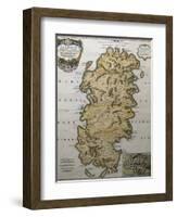 Map of Sardinia with City Map for Cagliari in Bottom Right Corner, Italy-null-Framed Giclee Print