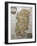 Map of Sardinia with City Map for Cagliari in Bottom Right Corner, Italy-null-Framed Giclee Print