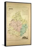 Map of Sarthe France-null-Framed Stretched Canvas