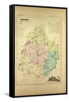 Map of Sarthe France-null-Framed Stretched Canvas
