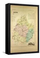 Map of Sarthe France-null-Framed Stretched Canvas