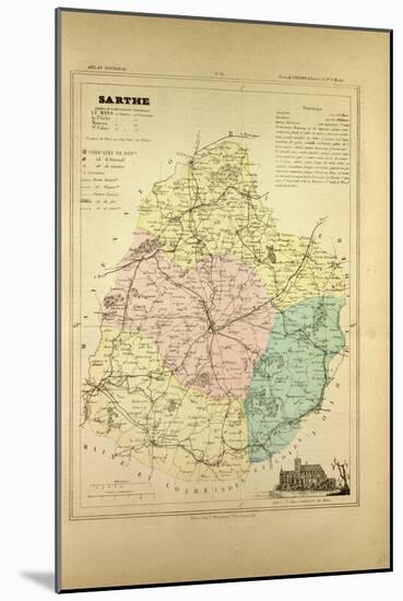 Map of Sarthe France-null-Mounted Giclee Print