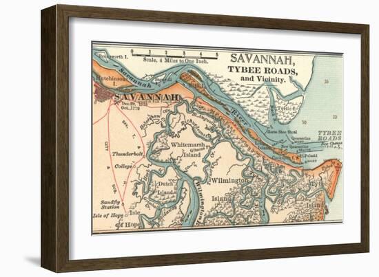 Map of Savannah (C. 1900), Maps-Encyclopaedia Britannica-Framed Art Print