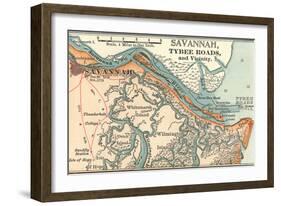 Map of Savannah (C. 1900), Maps-Encyclopaedia Britannica-Framed Art Print