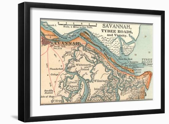 Map of Savannah (C. 1900), Maps-Encyclopaedia Britannica-Framed Art Print