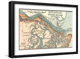 Map of Savannah (C. 1900), Maps-Encyclopaedia Britannica-Framed Art Print