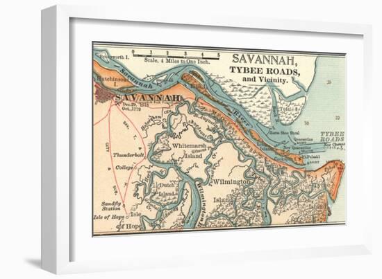 Map of Savannah (C. 1900), Maps-Encyclopaedia Britannica-Framed Art Print