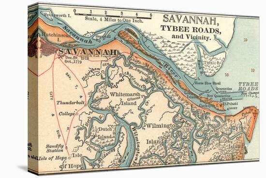 Map of Savannah (C. 1900), Maps-Encyclopaedia Britannica-Stretched Canvas