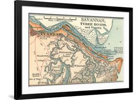 Map of Savannah (C. 1900), Maps-Encyclopaedia Britannica-Framed Premium Giclee Print